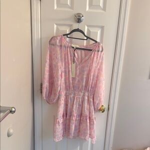 Pinch Pink Sundress with Bishop Sleeves and Scoop Neck